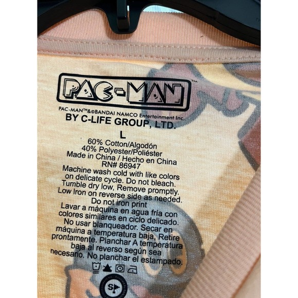 Pac-Man Men's Pac-Man and Ghosts Kanji Allover Character Design T-Shirt, L. NWT - Picture 3 of 3